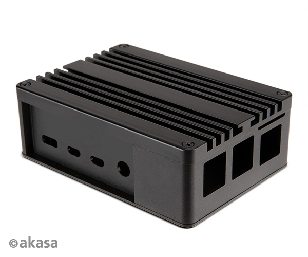 Akasa Gem Pro Pi-4 Extended Aluminium case with Thermal Modules for Raspberry Pi 4 Model B, Full I/O opening support.