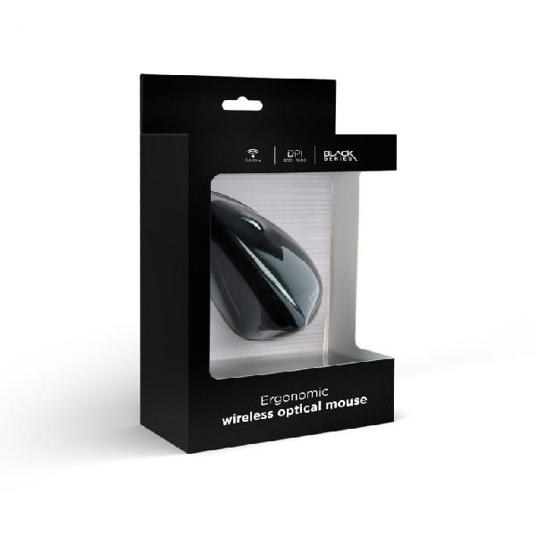 Gembird Draadloze Ergonomische muis, rechtshandig, instelbaar 800 - 1600 DPI, optisch, 6-knops, met USB Nano ontvanger, 95 x 65 x 36 mm