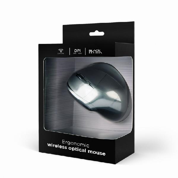 Gembird Draadloze Ergonomische muis, rechtshandig, instelbaar 800, 1200, 1600 DPI, optisch, 6-knops, met USB Nano ontvanger, 95 x 65 x 36 mm - Space Grey