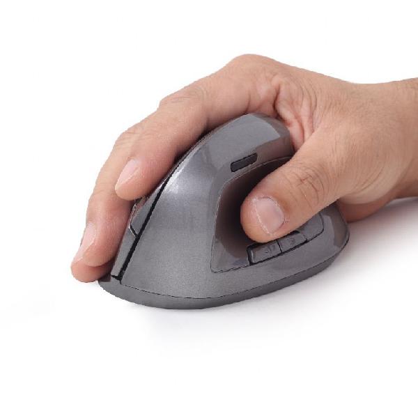 Gembird Draadloze Ergonomische muis, rechtshandig, instelbaar 800, 1200, 1600 DPI, optisch, 6-knops, met USB Nano ontvanger, 95 x 65 x 36 mm - Space Grey