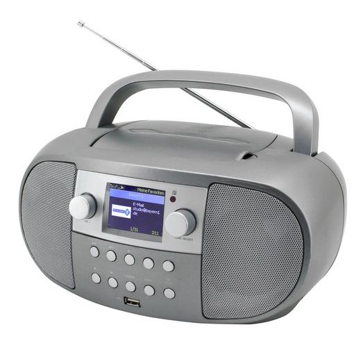 Soundmaster CD Boombox, Internet- DAB+radio, USB en Bluetooth 2 x 2 Watt RMS Klok met dubbel alarm en aesleep en snoozeAE-functie