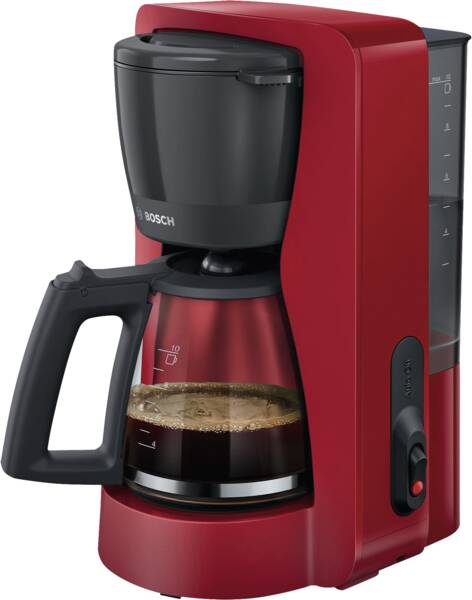 Bosch Koffiemachine TKA2M114 - rood - max. aantal koppen 15 1,37 liter Afneembaar waterreservoir Warmhoudfunctie Druppelstop 1200 Watt Automatische uitschakeling Glazen kan