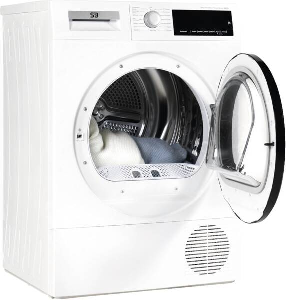 SB Warmtepompdroger SB4574 - wit - 8 kg 15 Programma Startuitstel LED-Display Resttijdaanduiding Tijdprogramma LED trommelverlichting Condenswaterafvoer Energieklasse E breedte: 59,6 cm hoogte: 84,5 cm diepte: 56,3 cm