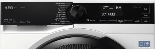 AEG Wasautomaat LR76DRESDEN - wit - 10 kg 1600 Toeren CareDrum Display UniversalDose PreciseWash Refresh Inverter motor Aquacontrol Energieklasse A breedte: 59,7 cm hoogte: 84,7 cm diepte: 66 cm